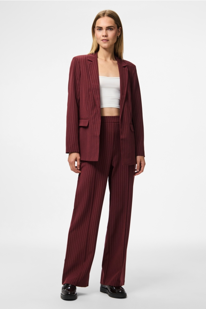 PCBOZZY HW WIDE STRIPED PANTS NOOS 17130407 Tawny Port/PINSTRIPE